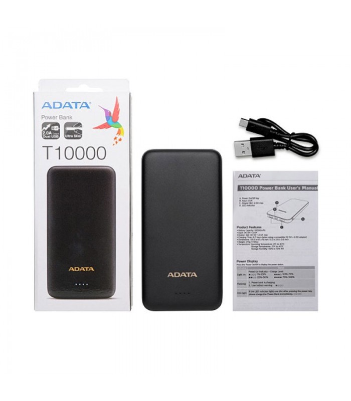 پاوربانک ۱۰ هزار میلی آمپر ای دیتا Power bank Adata T10000