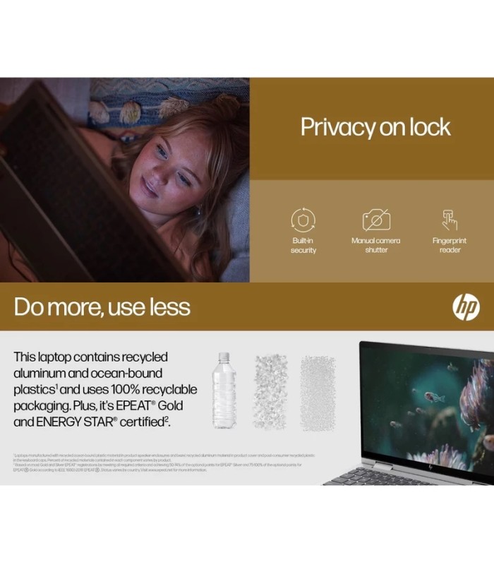 لپ تاپ 14 اینچی لمسی اچ پی مدل LAPTOP HP ENVY X360 14 ES1023DX - B - CORE 7 150U - 16GB DDR4 - 1TB SSD - Intel - Touch