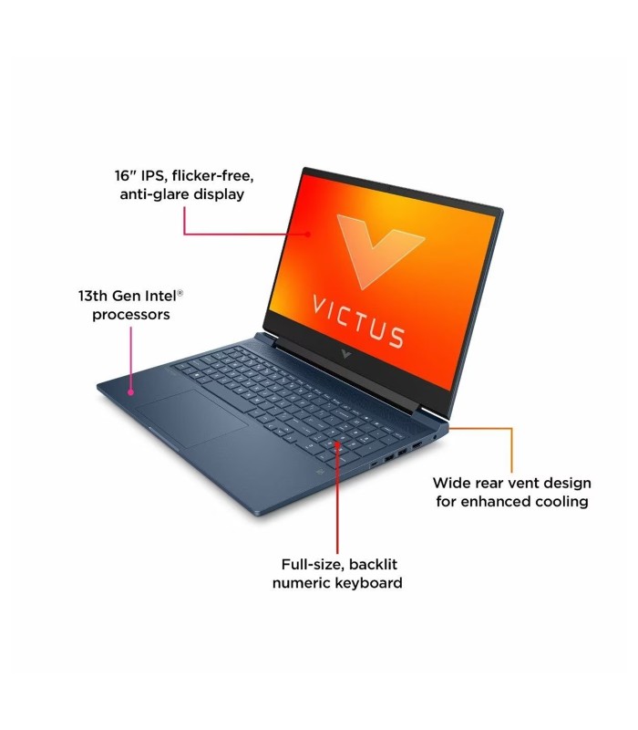 لپ تاپ گیمینگ 16 اینچی اچ پی مدل LAPTOP HP VICTUS 16 R1021 - E - i7 14700HX - 64GB DDR5 - 2TB SSD - 8GB RTX4070 - Non Touch